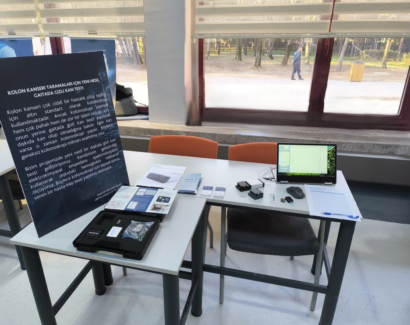 We exhibited our instrument and novel point-of-care test for cancer screening